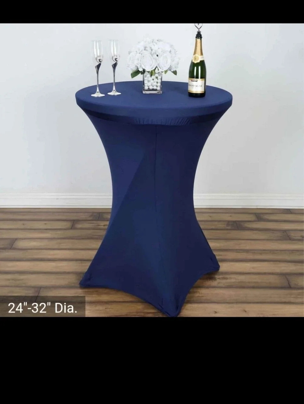Set Of 2 - Stretch Spandex Cocktail Table Cover - Navy Blue